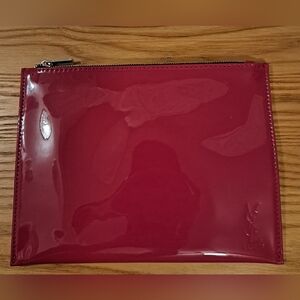 NWT YSL Saint Laurent Fuschia Vegan Patent Cosmetic Makeup Beauty Travel Bag
